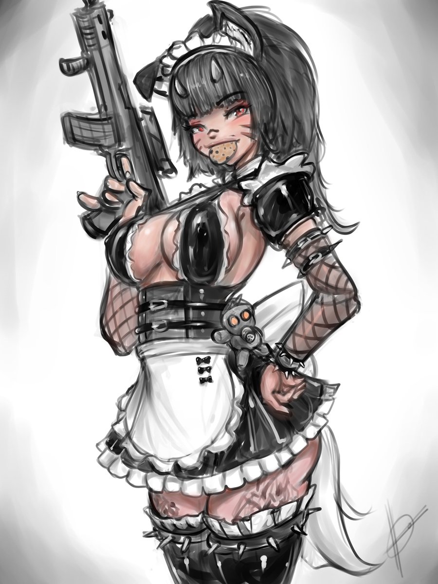 a Quick sketch, feat. "gun maid" <a href="/jouffas/">jouffa</a>.
(also a super fast second version with some simple color added..)
