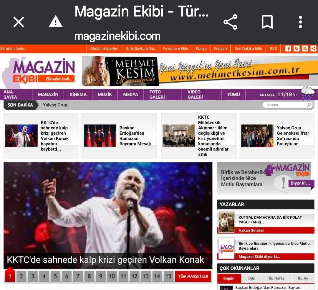 Magazin Ekibi (@magazinekibi) on Twitter photo Mekanın cennet Olsun <a href="/volkankonak/">Volkan Konak</a>
Usta sanatçı Kıbrısta Sahnede Vefat etti. #volkankonak
Byturco.com byturco.com/haber/KKTC-de-… Mekanın cennet Olsun <a href="/volkankonak/">Volkan Konak</a>
Usta sanatçı Kıbrısta Sahnede Vefat etti. #volkankonak
Byturco.com byturco.com/haber/KKTC-de-…