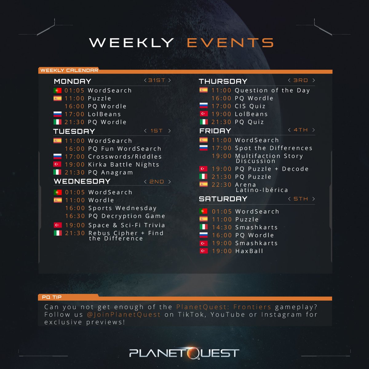 Weekly Community #PQEvents Overview! ✨

All times are CET ⏰ and don’t forget to give us a follow!