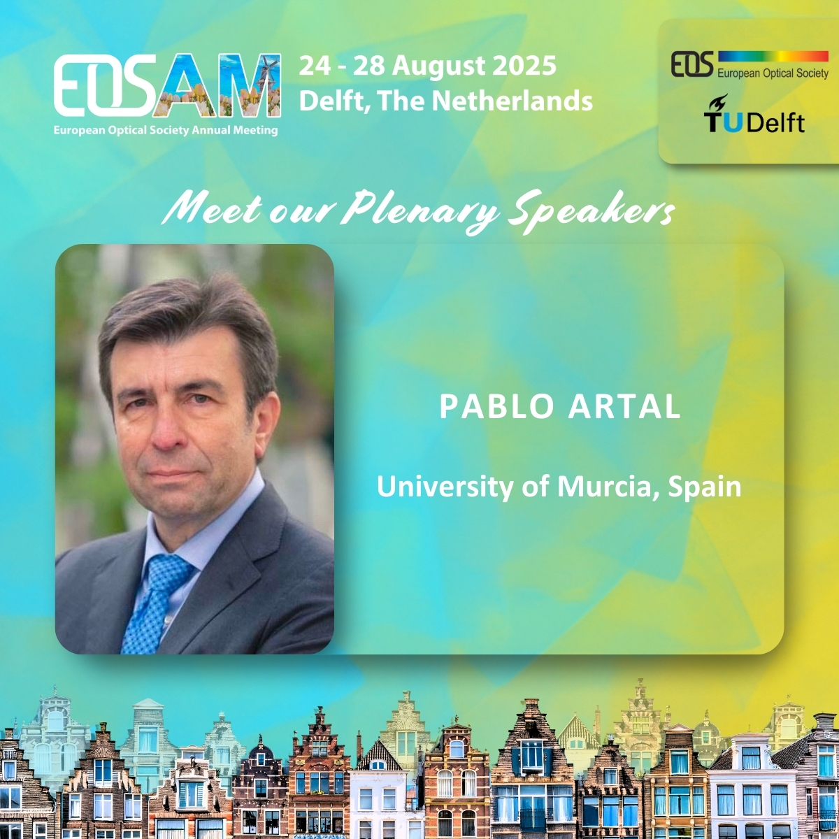 EOS_AM's tweet photo. 📢Pablo Artal at #EOSAM2025!
His plenary talk, "Two-photon infrared vision," will cover recent TPA-mediated vision research, including visual acuity, color perception, key findings, methodologies, and the broader impact of TPA vision research.
🔗More info: https://t.co/avURICn378 https://t.co/N3gI4GbfqF