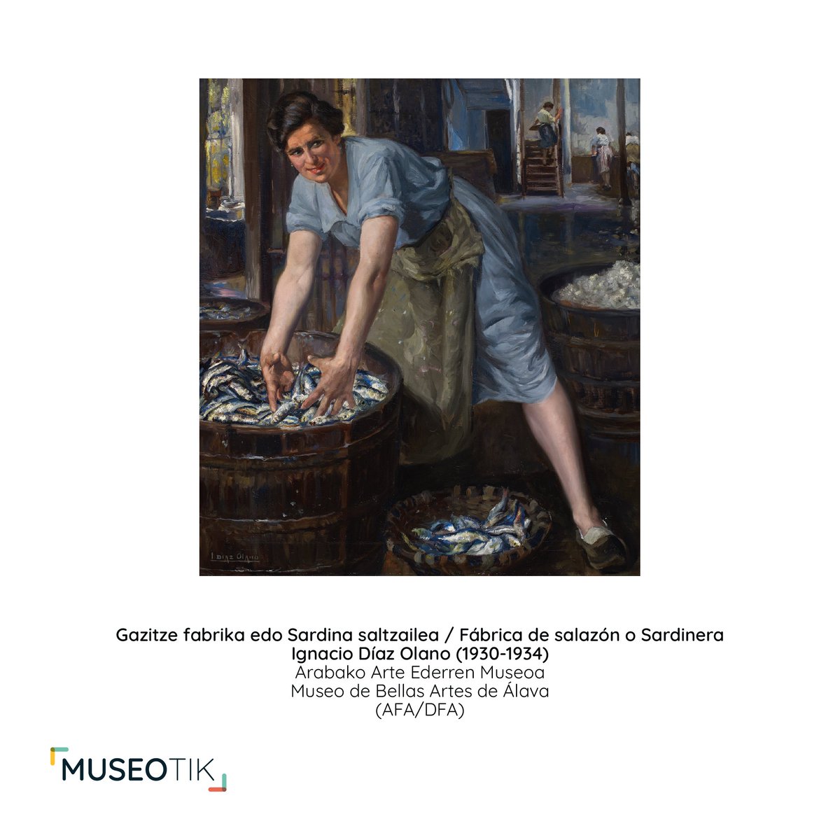 🎨Ignacio Díaz de Olanok (1860-1937) xehetasunez islatu zuen eguneroko bizitza, lanetik musikaraino, argia maisutasunez erabili eta estilo errealistarekin.

🎨 Ignacio Díaz de Olano (1860-1937) plasmó con detalle la vida cotidiana, desde el trabajo hasta la música.