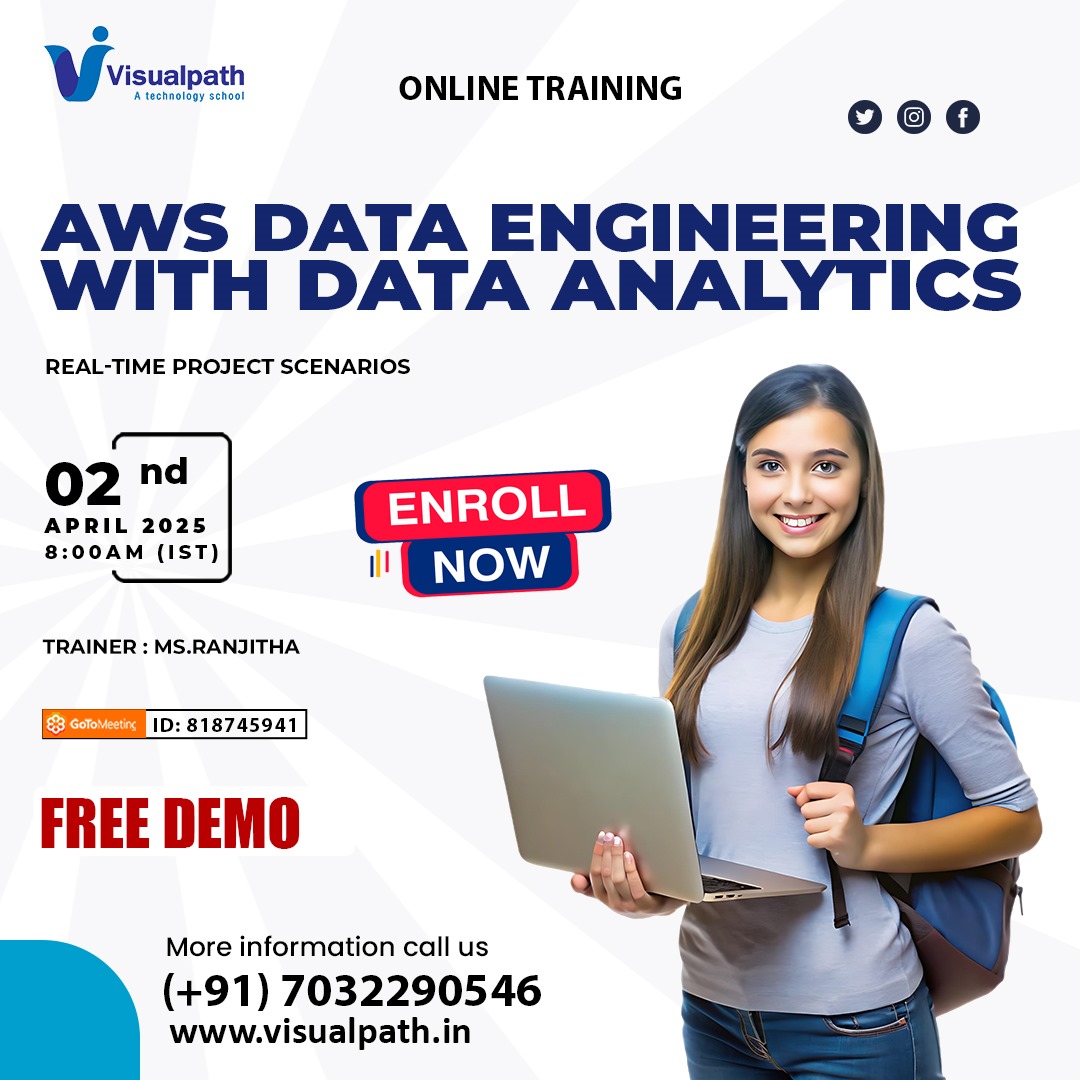 VisualpathPro's tweet image. 👉Attend the Online #FreeDemo On #awsdataengineering Course by Mr. Nagendra
✍️Join Link: meet.goto.com/818745941
👉New Demo on 02/04/2025 @8:00 AM IST
📲Contact: +91-7032290546
🌐Visit: visualpath.in/online-aws-dat…
#awsdataanalytics #BigData #TechCareers #LearnWithExperts #SOFTWAR