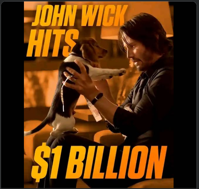 TheLowTable's tweet image. All because of a puppy. The John Wick franchise has officially passed $1 billion worldwide. 

"Be seeing you" 🪙
@JohnWickMovie @JohnWickUK @ballerinamovie @TheContinental @DjeminiStudios