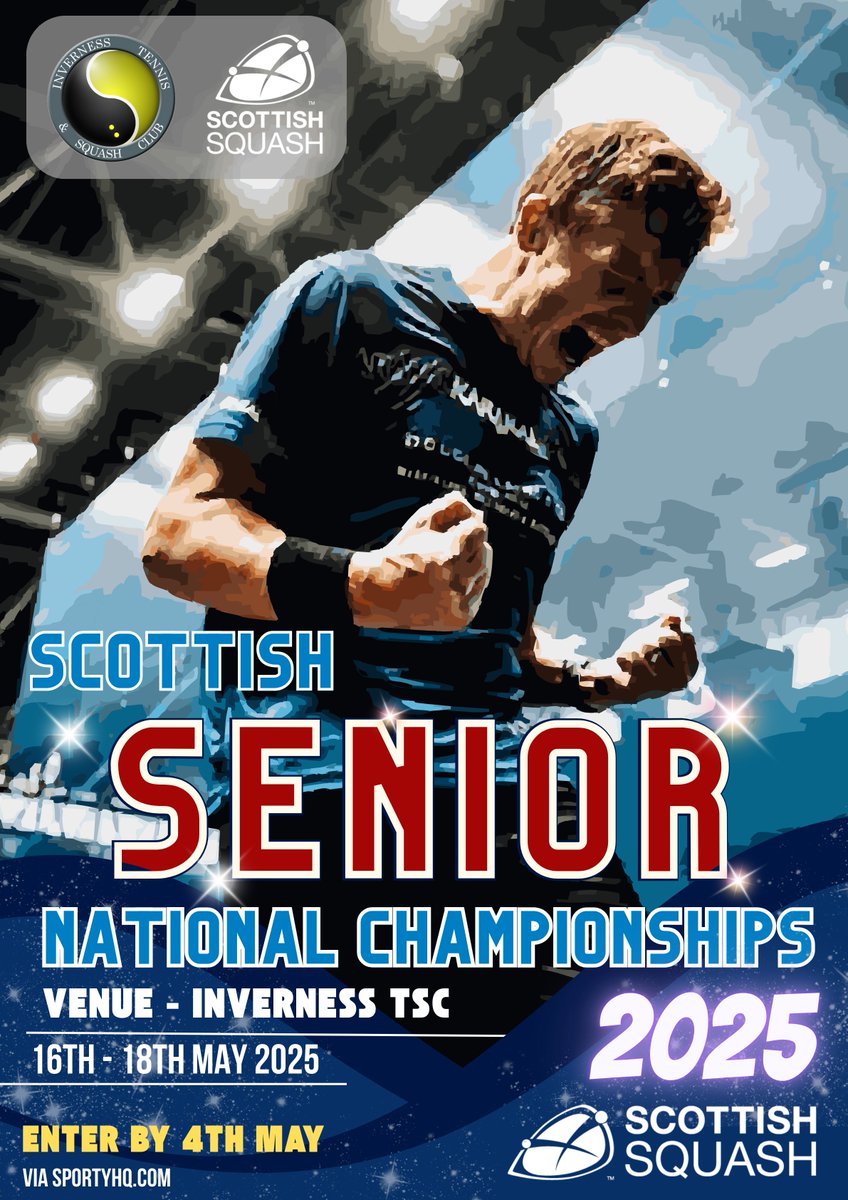 Entries now open! ✍️🏴󠁧󠁢󠁳󠁣󠁴󠁿

The Scottish Senior National Championships for 2025 will take place at Inverness TSC from 16 – 18 May.

The event features a £3000 prize fund and is set to feature some of Scotland's top players &amp; rising stars.

Register now at sportyhq.com/xbaz5