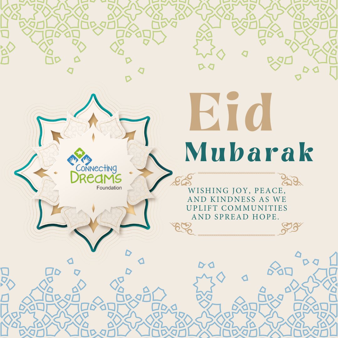 Eid Mubarak from Connecting Dreams Foundation! ✨🌙
Let’s carry forward the spirit of kindness, generosity, and unity, turning our shared dreams into meaningful action for a better world.

#EidMubarak #DreamstoImpact #Changemaking