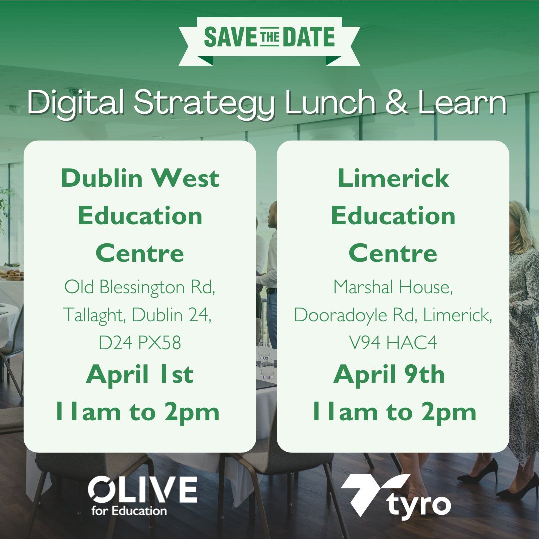 🚨 It’s almost time! Our first Lunch &amp; Learn event kicks off TOMORROW in Dublin! 🍽️🎉

Doors open from 10:45AM – come early, grab a seat, and settle in for a great session!

📍 Dublin West Education Centre
🗓️ April 1st | 11AM–2PM

We’d love to see you there!