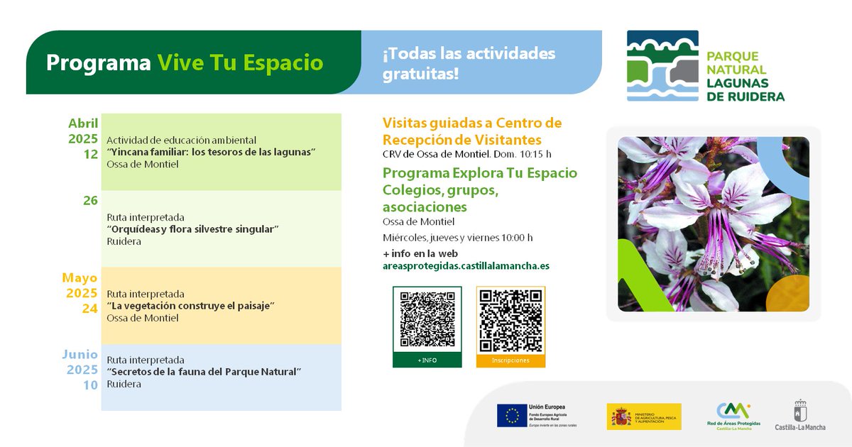 Ya están listas las actividades del programa Vive tu Espacio en el Parque Natural de las Lagunas de Ruidera