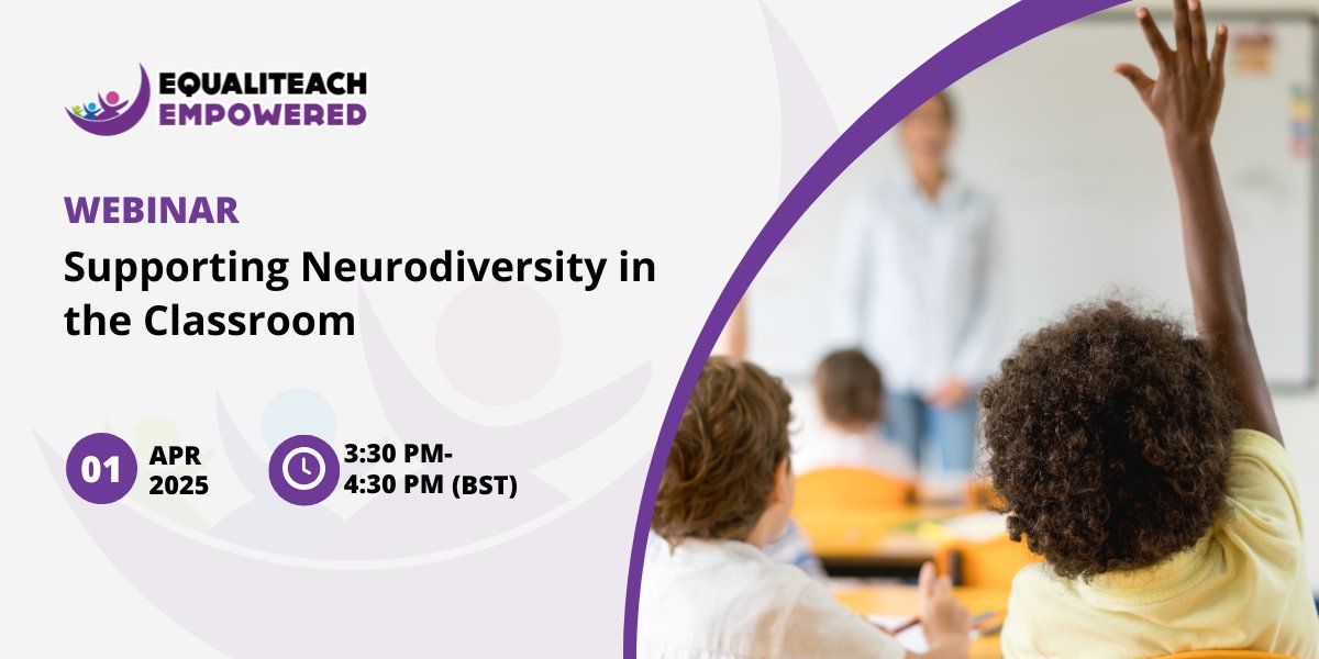 📅 1 day left!

Don’t miss out on our 'Supporting Neurodiversity in the Classroom' webinar! Learn practical strategies to support neurodivergent students and create an inclusive classroom.

Sign up 👉 empowered.equaliteach.co.uk/empowered-webi…