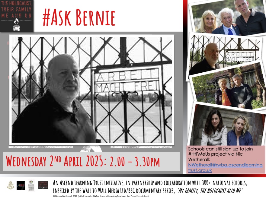 RWBAHolocaust (@rwbaholocaust) on Twitter photo Looking forward to our #AskBernie online session as part of #HtFMeUs,
Wed 2 April, 2pm.
Gain new insights & enrich project outcomes.
Pls Submit Qs & check Zoom info via Basecamp.
RT
<a href="/MarshAcademy/">The Marsh Academy</a> <a href="/Official_FPHS/">FPHS</a> <a href="/LawnManorHums/">Lawn Manor History</a> <a href="/MissJTappenden/">Miss Tappenden</a> <a href="/HSWVHolocaust/">HSWVHolocaust</a> <a href="/Charlotte_DLane/">Charlotte Lane</a> Looking forward to our #AskBernie online session as part of #HtFMeUs,
Wed 2 April, 2pm.
Gain new insights & enrich project outcomes.
Pls Submit Qs & check Zoom info via Basecamp.
RT
<a href="/MarshAcademy/">The Marsh Academy</a> <a href="/Official_FPHS/">FPHS</a> <a href="/LawnManorHums/">Lawn Manor History</a> <a href="/MissJTappenden/">Miss Tappenden</a> <a href="/HSWVHolocaust/">HSWVHolocaust</a> <a href="/Charlotte_DLane/">Charlotte Lane</a>