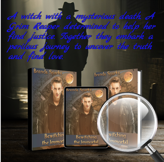 brenda_sparks's tweet photo. A witch.  
A Grim Reaper.  
And a magical tale of love, sacrifice, and the thin line between life and death. 
✨Bewitching the Immortal✨ https://t.co/Fw6AGh52II for Amazon or https://t.co/4IPKQpzytP for all other ebook retailers. #PNR https://t.co/X1Iqz8VIHq
