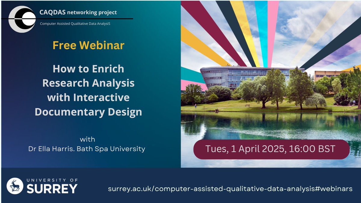 CAQDAS webinar tomorrow. How to Enrich Research Analysis with Interactive Documentary Design
buff.ly/Bp1hIMe
#CAQDAS #QualitativeAnalysis #QualitativeResearch #iDocs #InteractiveDocumentaryDesign