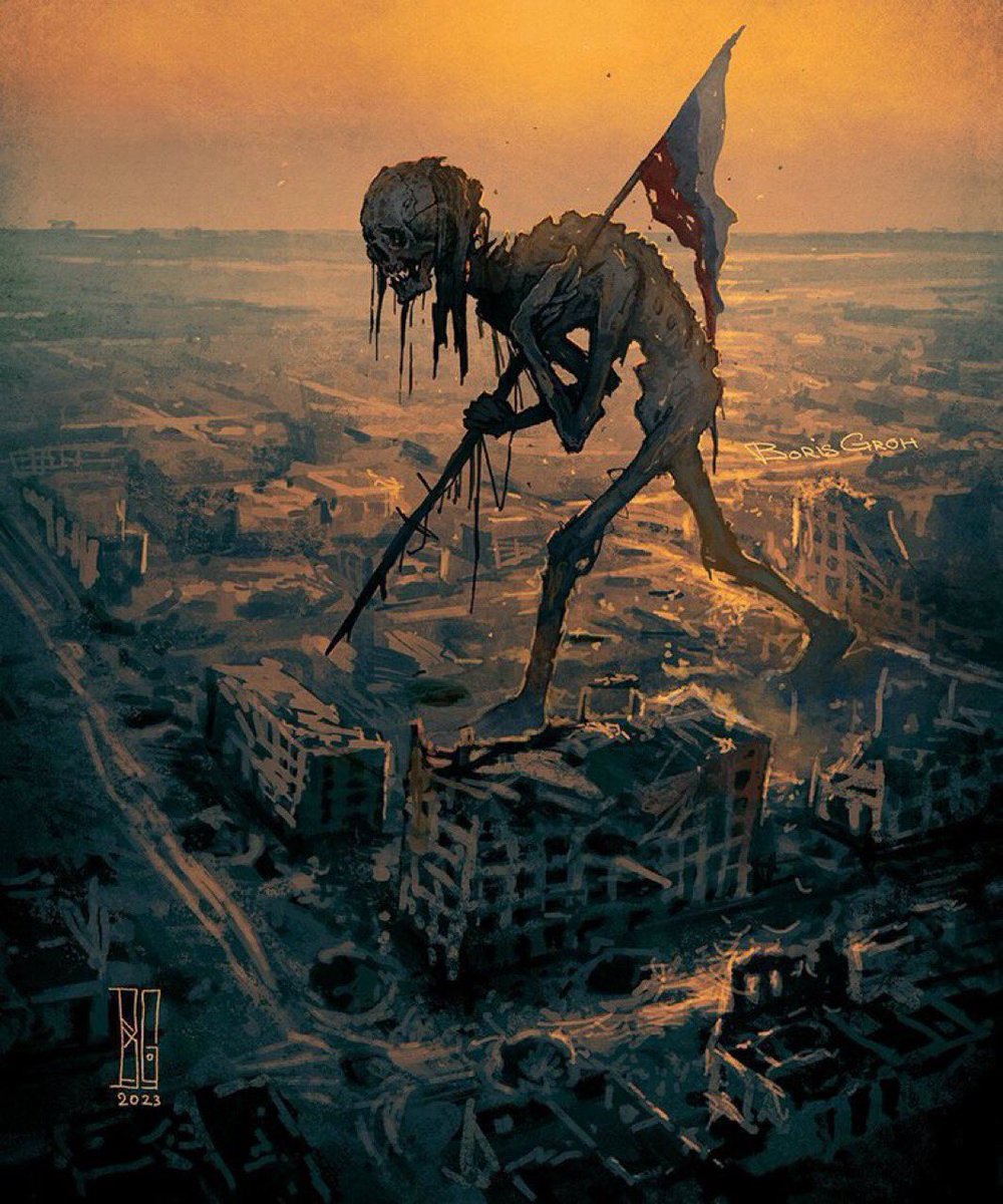 Bricktop_NAFO (@bricktop_nafo) on Twitter photo I haven’t ever seen an image depict so accurately the reality of a war in the way that Ukrainian artist <a href="/BorisGrohArt/">borisgroh.bsky.social 🇺🇦</a> portrayed with this image.
The haunting and apocalyptic crawl of death, haunting and consuming across the lands its destroyed.
#RussiaIsATerroristState I haven’t ever seen an image depict so accurately the reality of a war in the way that Ukrainian artist <a href="/BorisGrohArt/">borisgroh.bsky.social 🇺🇦</a> portrayed with this image.
The haunting and apocalyptic crawl of death, haunting and consuming across the lands its destroyed.
#RussiaIsATerroristState