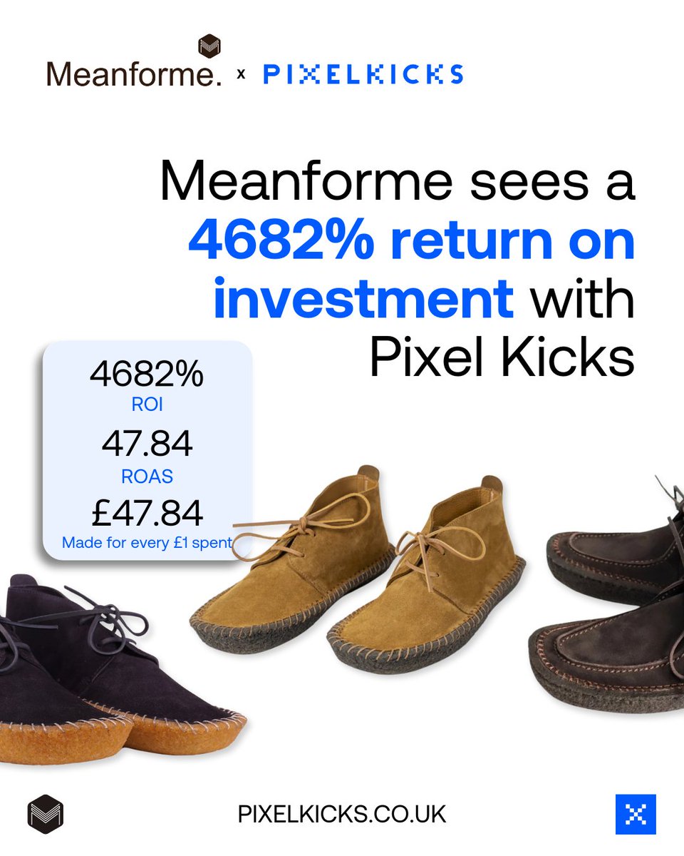 Pixel Kicks x Meanforme

👞 Meanforme Shoes are unique handcrafted footwear created using traditional shoe-making methods. 

🖥️ We worked with Meanforme to create an uncluttered, photographic-rich Shopify ecommerce store.

💰 With the launch of the new site, we kicked off an