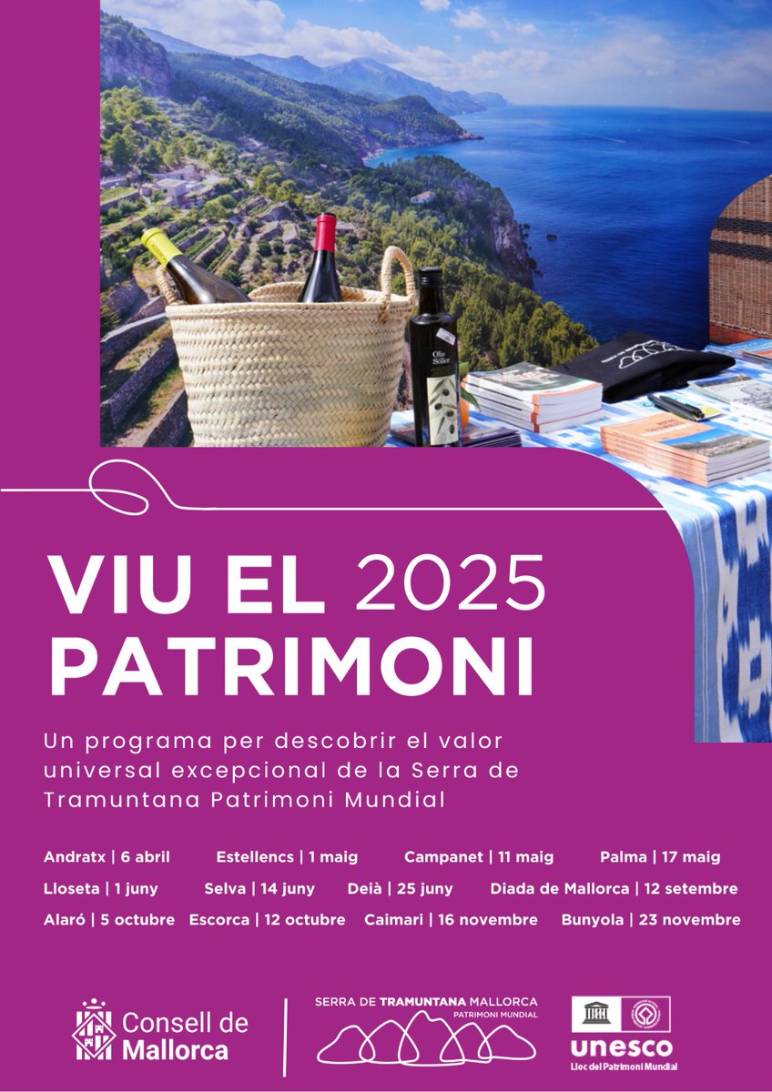 El 6 d'abril trobaràs la carpa de la #SerradeTramuntana a la Fira d'Andratx 👨‍🌾 
Organitzarem dos tasts gratuïts de productes.
Només 30 places disponibles!! Inscriu-te al sorteig d'invitacions que farem dimecres 🍀 a bit.ly/ViuSerra25