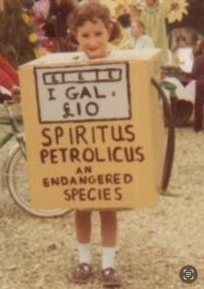 MsStrophe's tweet photo. @deathtospinach 1979. Petrol prices were soaring. So mum dressed me for a fancy dress competition as a petrol pump. https://t.co/RC9wRbWvHr