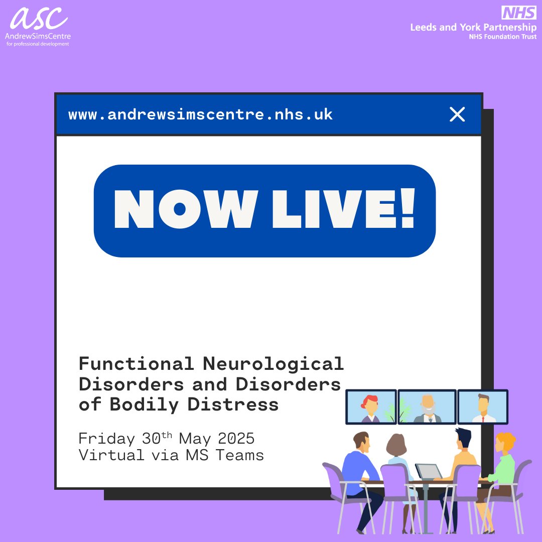 Head to our website to check out 3 of our new courses!

- Dependency vs Autonomy: Mental Health Legislation and Child Development
- Functional Neurological Disorders and Disorders of Bodily Distress
- Autism and Gender

andrewsimscentre.nhs.uk