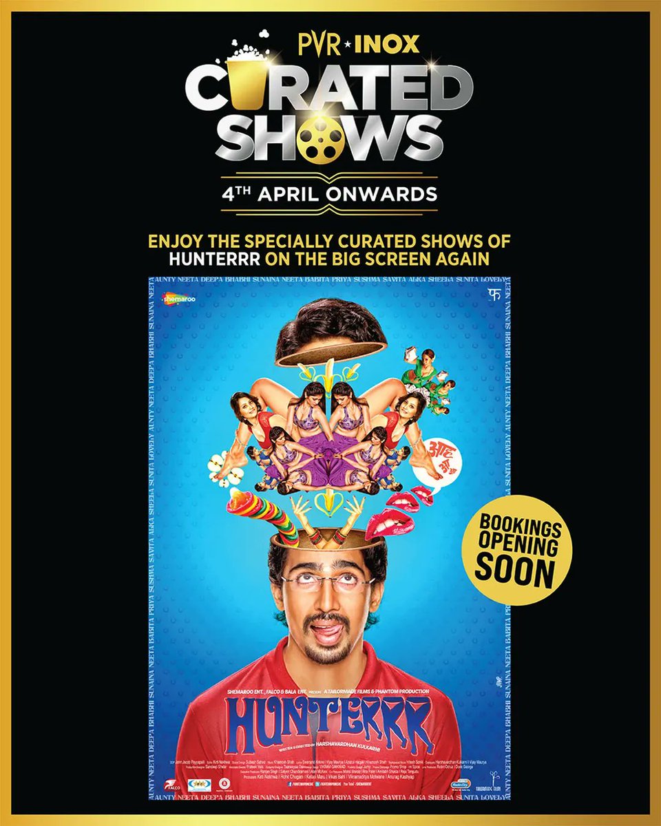 INOXMovies's tweet photo. The hunt begins again! 😍 The Hunterrrr is back and he’s witty, wild, and ready to take over the big screen again with our Curated Shows.
Stay tuned!
Bookings open soon.
Re-releasing at PVR INOX on April 4!
.
.
.
#Hunterrr #GulshanDevaiah #RadhikaApte #SaiTamhankar #CuratedShows #HarshavardhanKulkarni #AnuragKashyap