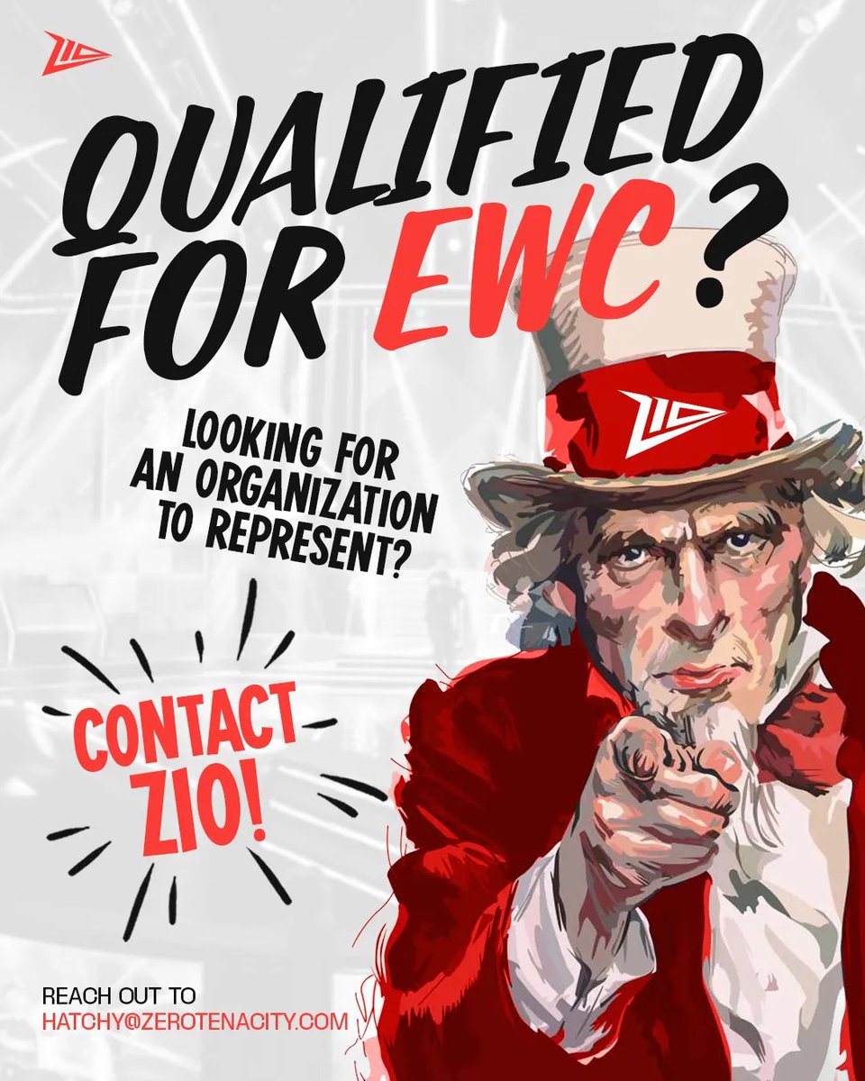 Z10 Esports (@z10esports) on Twitter photo Did you manage to secure an <a href="/EWC_EN/">Esports World Cup</a> spot in any of the participating games? โ๏ธ
If you want to represent a team but haven't had any luck joining one, today is your lucky day! ๐ฅ
Reach out via email ๐ง to hatchy@zerotenacity.com - weโll get it sorted! ๐ค
#WeMakeHeroes #Z10WIN Did you manage to secure an <a href="/EWC_EN/">Esports World Cup</a> spot in any of the participating games? โ๏ธ
If you want to represent a team but haven't had any luck joining one, today is your lucky day! ๐ฅ
Reach out via email ๐ง to hatchy@zerotenacity.com - weโll get it sorted! ๐ค
#WeMakeHeroes #Z10WIN