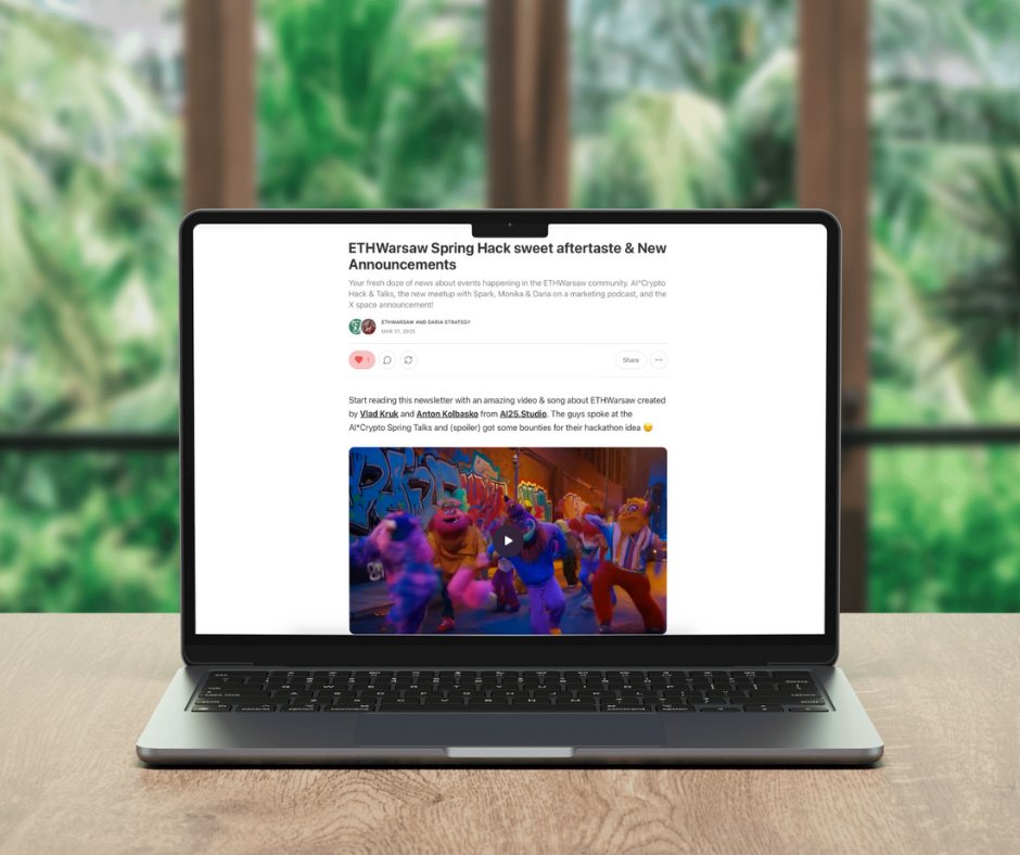 ETHWarsaw π§ββοΈπ΅π± (@ethwarsaw) on Twitter photo The Mermaid has already shared the latest gossip π§ββοΈ
π In the recent newsletter, you can read about the winners of AI*Crypto Spring Hack, the new meetup with <a href="/sparkdotfi/">Spark</a>, <a href="/monikabzajac/">Monika ZajΔ
c π¦π</a> & <a href="/DariaStrategy/">Daria Strategy πΊπ¦</a> on <a href="/ooo_podcast/">OOOποΈ A WEB3 Marketing Podcast</a>, and the ETHWarsaw x <a href="/ETHSofiaBG/">ETHSofia.eth</a> X space.
Enjoy reading and The Mermaid has already shared the latest gossip π§ββοΈ
π In the recent newsletter, you can read about the winners of AI*Crypto Spring Hack, the new meetup with <a href="/sparkdotfi/">Spark</a>, <a href="/monikabzajac/">Monika ZajΔ
c π¦π</a> & <a href="/DariaStrategy/">Daria Strategy πΊπ¦</a> on <a href="/ooo_podcast/">OOOποΈ A WEB3 Marketing Podcast</a>, and the ETHWarsaw x <a href="/ETHSofiaBG/">ETHSofia.eth</a> X space.
Enjoy reading and