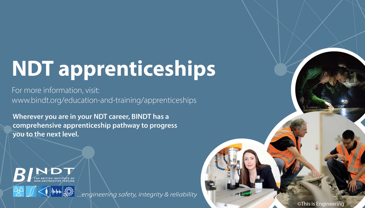 bindt's tweet image. Ready to take your first steps towards a career in engineering? Interested in an apprenticeship in NDT/CM? Find out more at: bindt.org/education-and-… 
#apprenticeship #engineeringapprenticeship #bindt #engineering #ndt #conditionmonitoring #cm