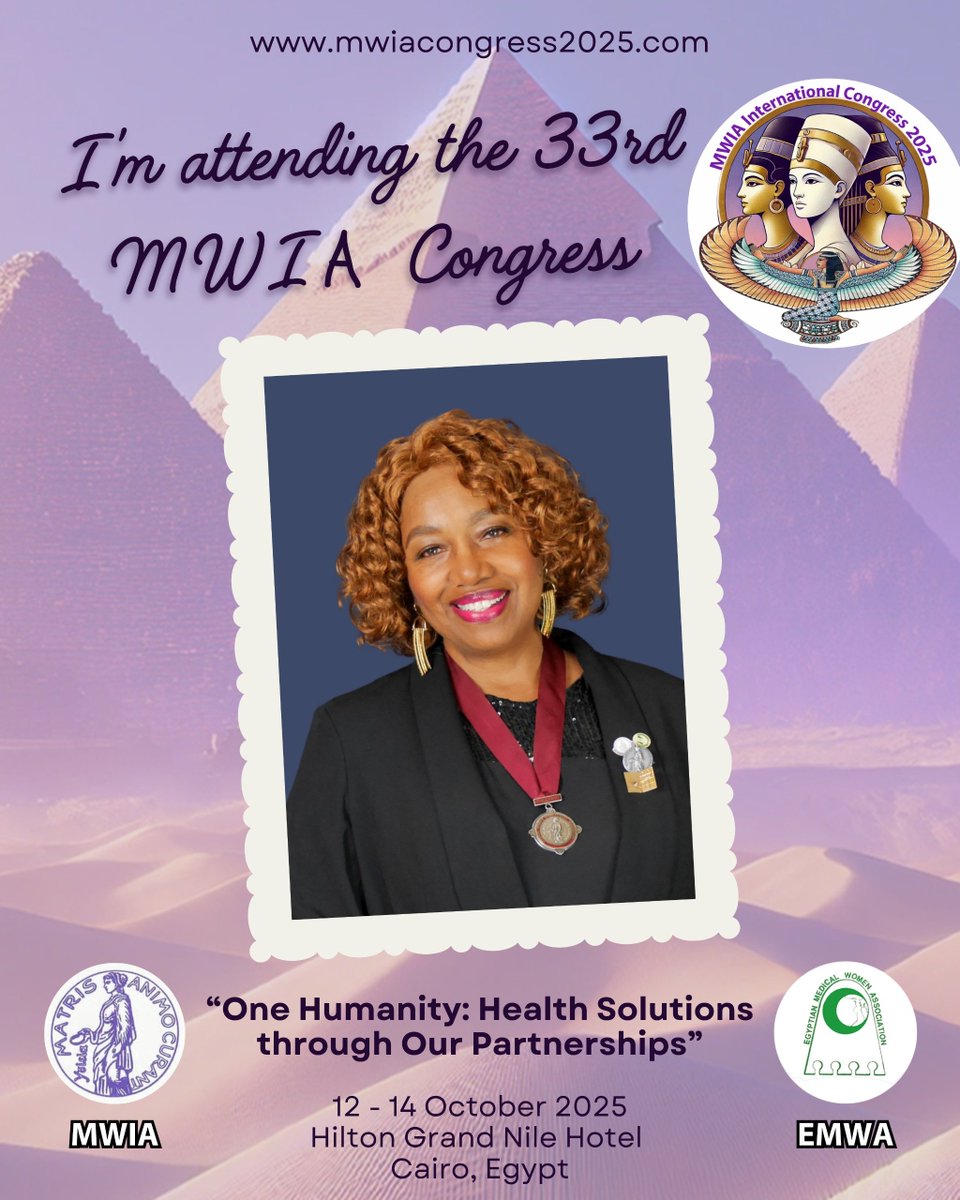 Registration is Open: Join us! 
2025 MWIA Triennial Congress October 12-14, 2025 Cairo, Egypt

One Humanity: Health Solutions through Our Partnerships
#MWIA President Dr. Eleanor Nwadinobi 

mwiacongress2025.com