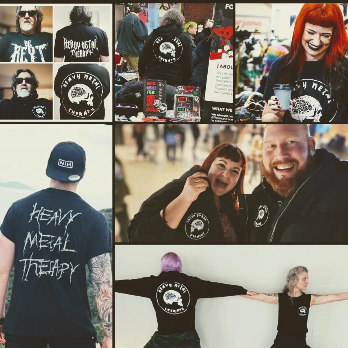 Been a while since we did a little merch montage....this time featuring our newer items: you can now get hoodies, long sleeves, vests and more shirt designs, in addition to our usual wares.  Check out our merch pages: 
heavymetaltherapy.co.uk/merch/
#bereyt #heavymetaltherapy #merch