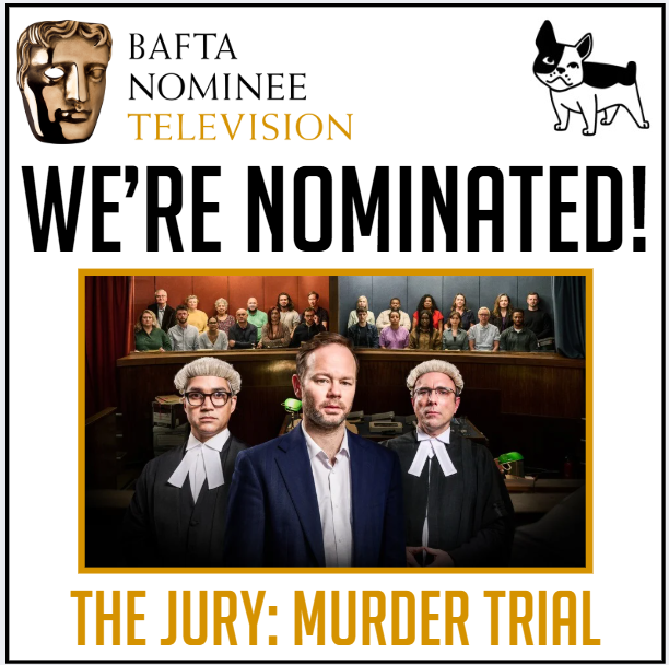 We're thrilled to announce that The Jury: Murder Trial has been nominated for a BAFTA TV Award! Wish us luck for the ceremony on Sunday 11th May! <a href="/Channel4/">Channel 4</a> #TheJury #TheJuryMurderTrial #BAFTATVAwards #BAFTA