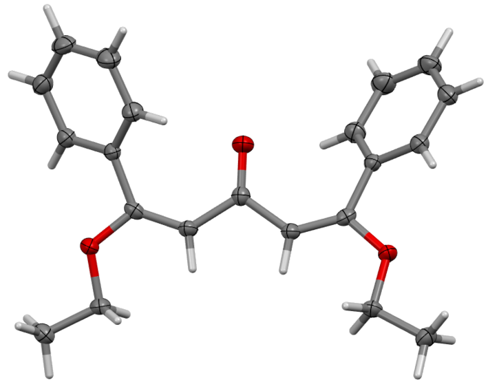 St Andrews X-ray Crystallography (@standrewsxray) on Twitter photo Our first paper of 2025 with the Aitken group, containing the previously unknown structure of (E,E)-1,5-diethoxy-1,5-diphenylpenta-1,4-dien-3-one , published in <a href="/Molbank_MDPI/">Molbank MDPI</a>: doi.org/10.3390/M1986. <a href="/StAndrewsChem/">St Andrews School of Chemistry</a> Our first paper of 2025 with the Aitken group, containing the previously unknown structure of (E,E)-1,5-diethoxy-1,5-diphenylpenta-1,4-dien-3-one , published in <a href="/Molbank_MDPI/">Molbank MDPI</a>: doi.org/10.3390/M1986. <a href="/StAndrewsChem/">St Andrews School of Chemistry</a>