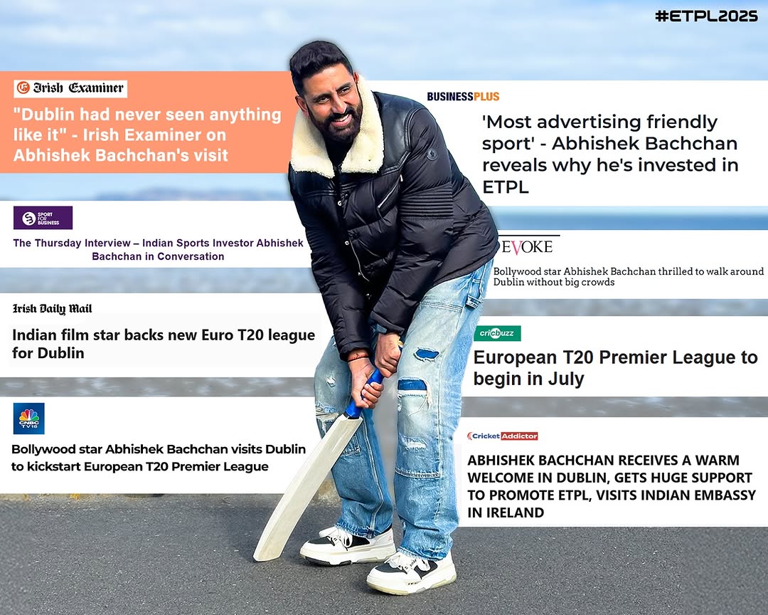 BachchanJrFC's tweet image. The reactions say it all! ❤️

Cricket, crowds, and lots of love from Dublin - @juniorbachchan headlined the #ETPL in style.

#AbhishekBachchan #Sports #Cricket #Trending #Bollywood #ABCrew