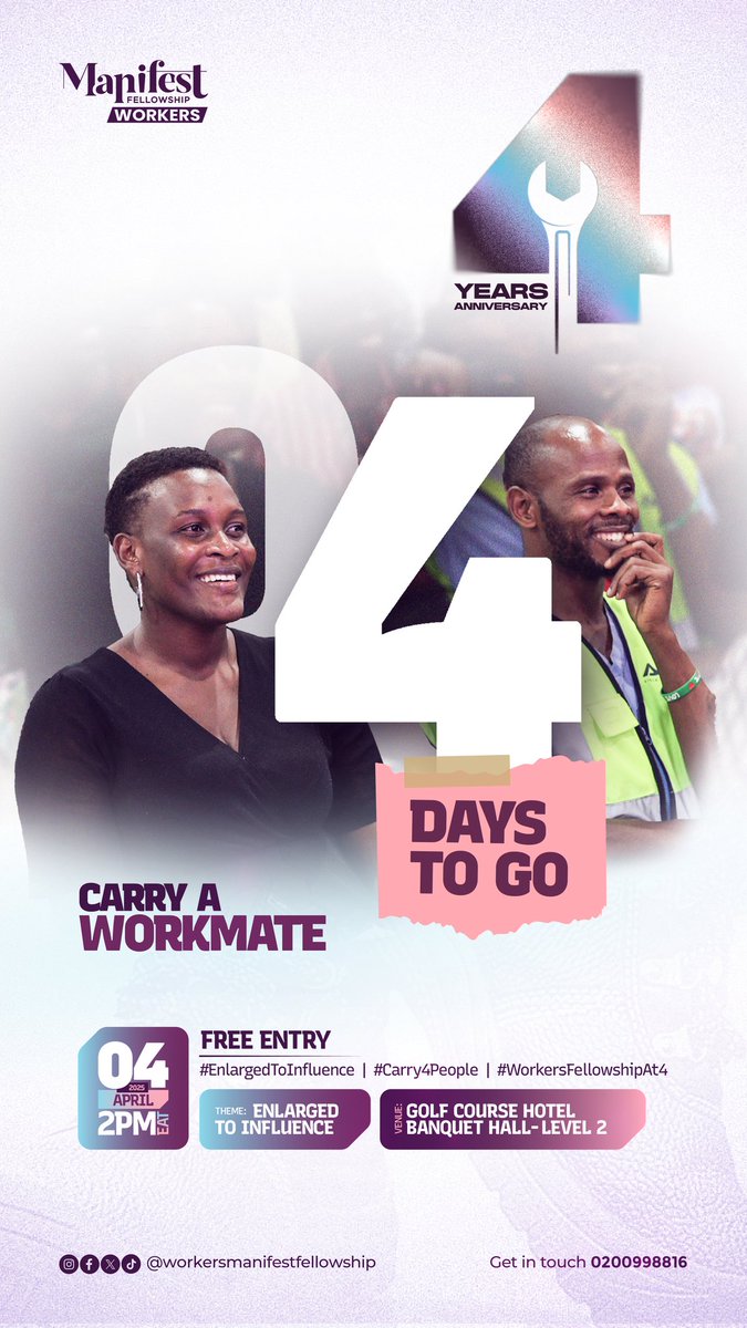 #EnlargedToInfluence
#WorkersFellowshipAt4