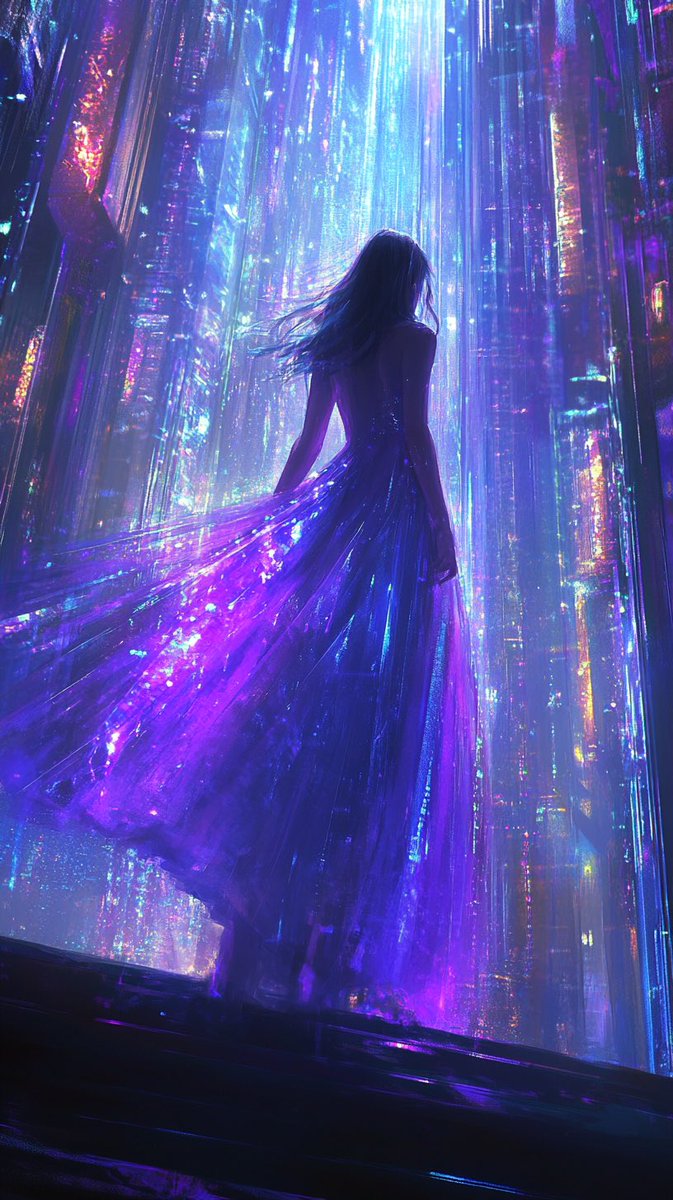 &gt;The Threshold of Eternal Crystals&lt;

The reflections of an unknown world dance on her skin, while liquid light envelops her silhouette. One more step and her essence will merge with the symphony of infinity

Good afternoon, Masters! 💫 
#aiart #aiartcommunity #aiartawareness