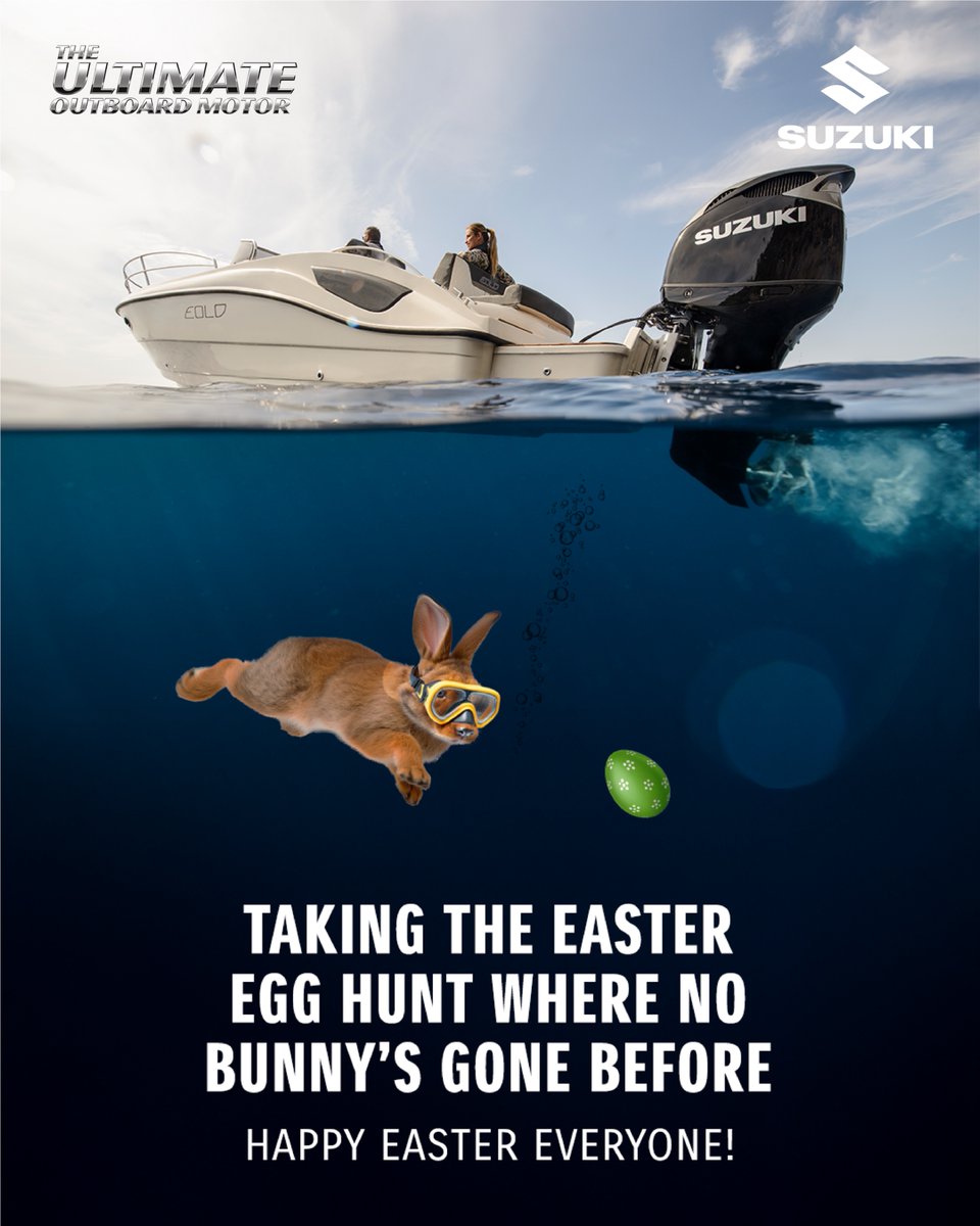 Taking even the most unlikely of companions on ultimate adventures!

Happy Easter from Suzuki Marine 🐣

(PSA: No Easter bunnies were harmed in the making of this post!)

#Easter #Suzuki #SuzukiMarineGB #TheUltimateOutboardMotor
