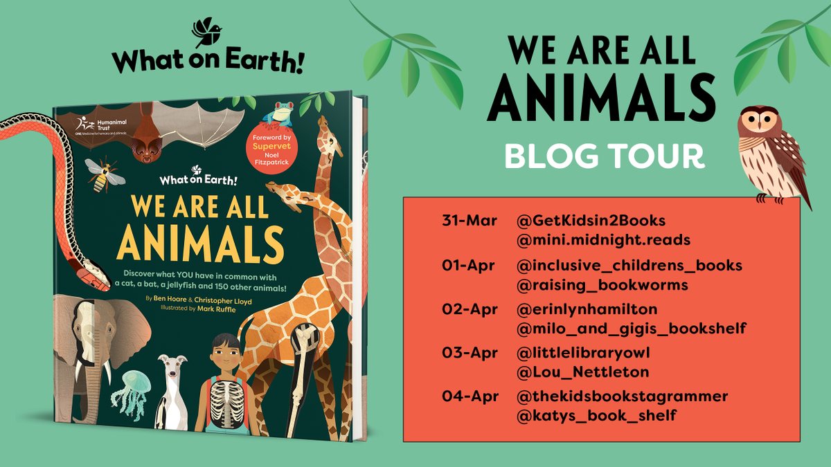 What on Earth! Books (@whatonearthbook) on Twitter photo 👀 Stay on the prowl for the We Are All Animals blog tour this week 🐾
Find out how similar you are to your favourite animal with <a href="/GetKidsin2Books/">Get Kids into Books</a>, <a href="/erinlynhamilton/">@ErinLynHamilton</a>, <a href="/Lou_Nettleton/">Louise Nettleton</a>, plus many more over on Instagram...
📚 This book hits shelves this week: whatonearth.pub/4imHnSi 👀 Stay on the prowl for the We Are All Animals blog tour this week 🐾
Find out how similar you are to your favourite animal with <a href="/GetKidsin2Books/">Get Kids into Books</a>, <a href="/erinlynhamilton/">@ErinLynHamilton</a>, <a href="/Lou_Nettleton/">Louise Nettleton</a>, plus many more over on Instagram...
📚 This book hits shelves this week: whatonearth.pub/4imHnSi