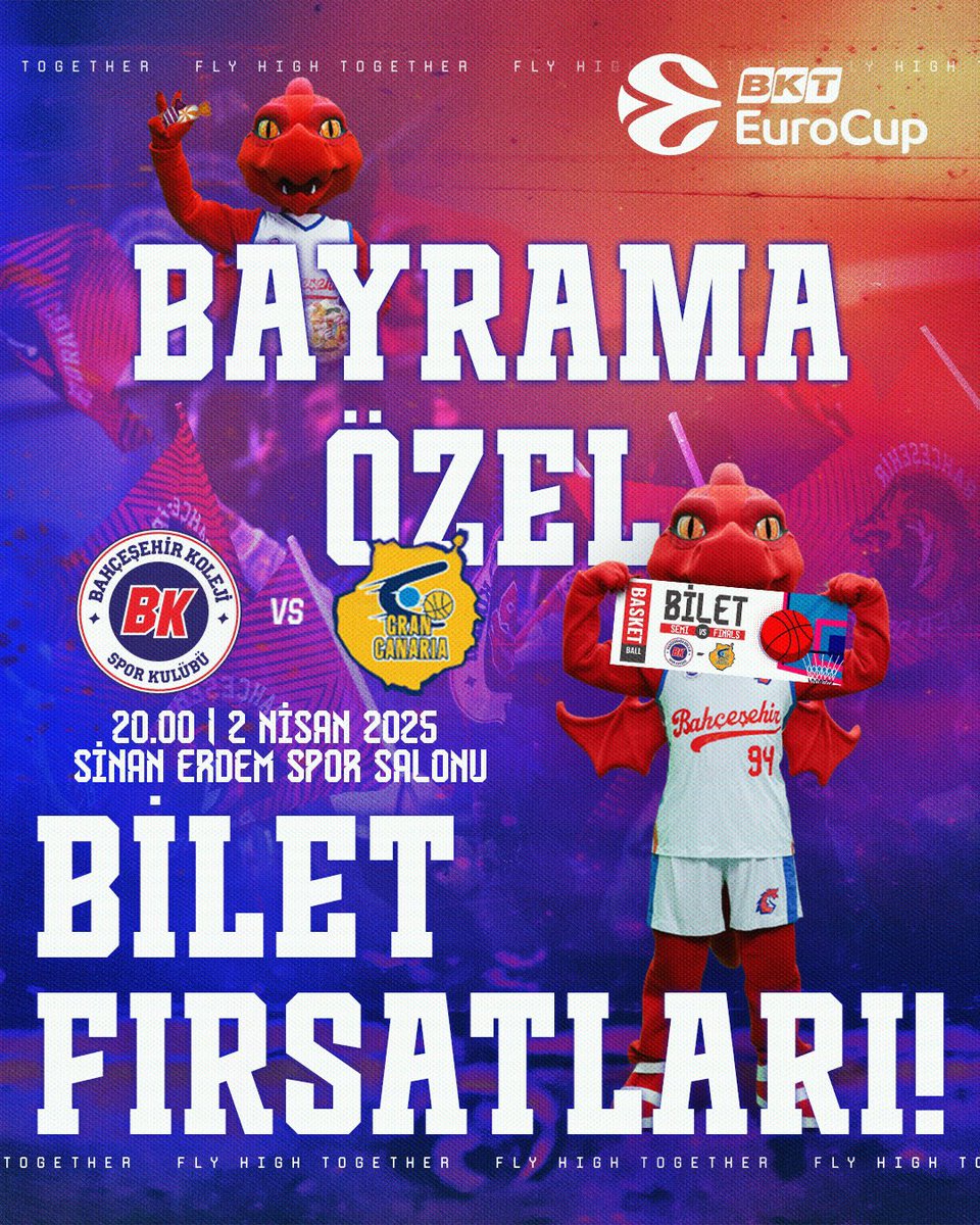 🚨 BAYRAMA ÖZEL BİLET FİYATLARIYLA, EUROCUP FİNALİNE BİRLİKTE YÜRÜYORUZ!

🗓️ 2 Nisan Çarşamba günü 20.00’de Dreamland Gran Canaria ile oynayacağımız BKT EuroCup yarı final üçüncü ve son maçında sen de Sinan Erdem Spor Salonu’nda yerini al!

🎟️ Bayrama özel bilet fiyatlarını