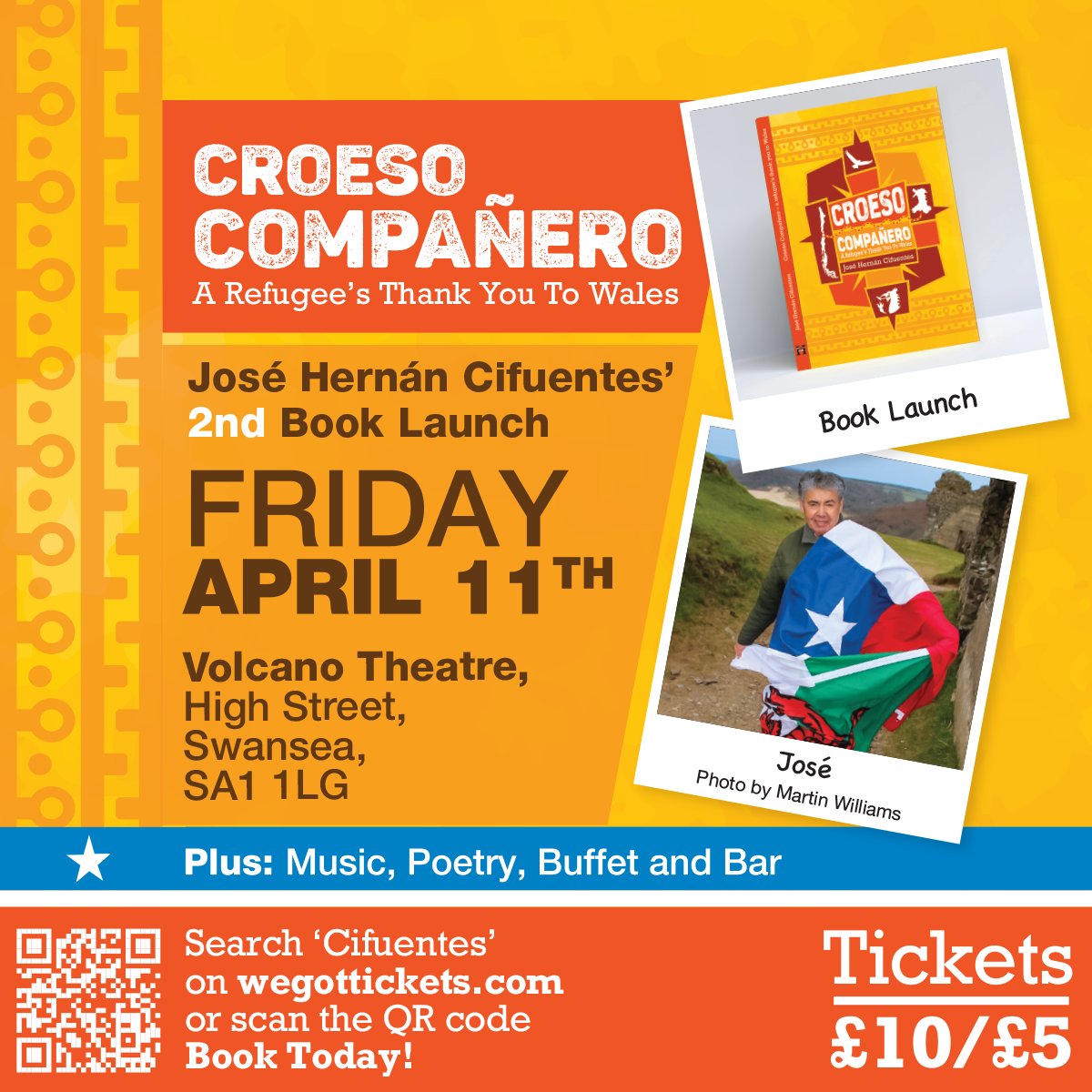 📚We're very excited for these two upcoming book launches! 

Martin White: The Year of the Tiger @ Oxfam Bookshop on Tues 1st April, 7pm

José Cifuentes: Croeso Compañero! A Refugee’s Thank You to Wales @ Volcano Theatre on Fri 11th April, 6.30pm