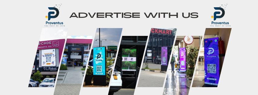 Proventus (@proventus_ltd) on Twitter photo 🌆Get your message to your audience. Catch our DOOH billboards in these prime spots:
📍One-stop Archade along Langata South Road Karen
📍 Kilimani Mall
📍 Basic Kileleshwa
📍 Basic Nyali
📍 Kileleshwa Supershine
📍 Roslyn Luxury Mall
📞 +254 799 454545
📩 info@proventus.ke
to 🌆Get your message to your audience. Catch our DOOH billboards in these prime spots:
📍One-stop Archade along Langata South Road Karen
📍 Kilimani Mall
📍 Basic Kileleshwa
📍 Basic Nyali
📍 Kileleshwa Supershine
📍 Roslyn Luxury Mall
📞 +254 799 454545
📩 info@proventus.ke
to