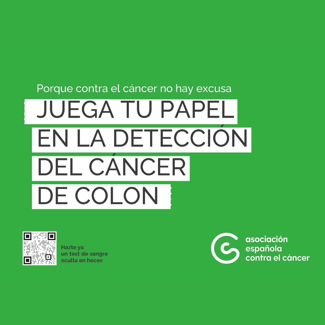 📢 ¡Prevenir el cáncer de colon está en tus manos!

🔍 Si tienes entre 50 y 69 años, participa en el cribado: un test a tiempo puede salvar tu vida.

📊 En Extremadura, solo el 41% participa. Necesitamos llegar al 65% para marcar la diferencia.

Comparte y ayuda a concienciar.