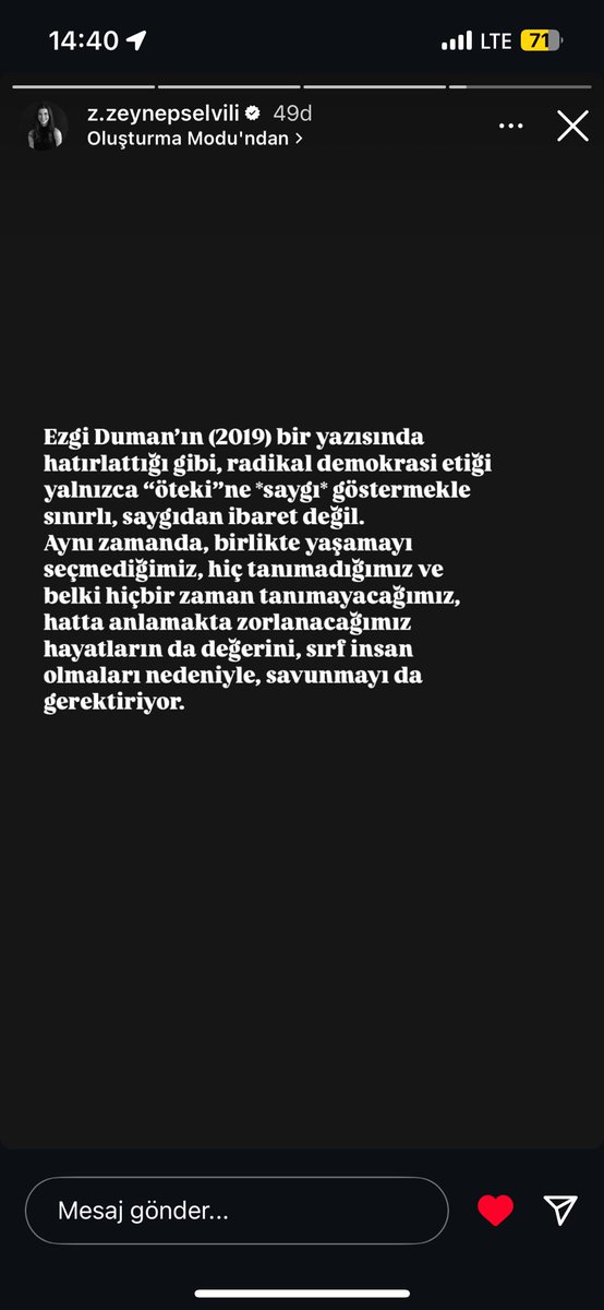 Zeynep Selvili fan club olmama 3 sn kaldı. Hissettiklerimi o kadar güzel yazmış ki, üstüne saygıyla selamlamaktan başka bir şey ekleyemem