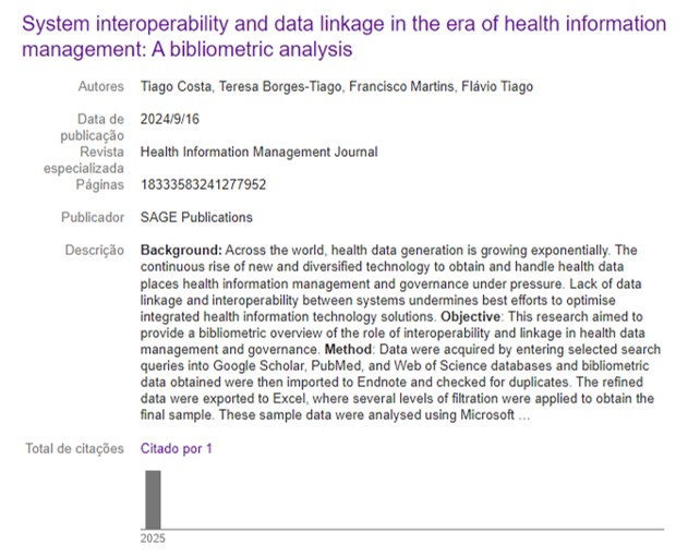 My first citation of my first 2024 PhD article "System #interoperability and #data #linkage in the era of health #information #management: A #bibliometric analysis" 🥳

Article: doi.org/10.1177/183335…

Citation: doi.org/10.1080/205232…