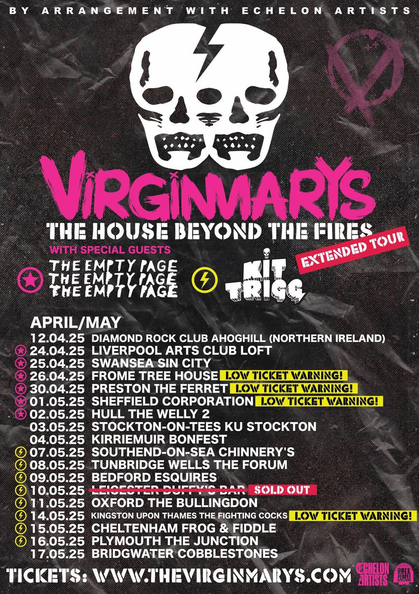 OfficialVMS FanComm (@officialvmsfans) on Twitter photo The guys have announced their support for the up and coming tour dates! The epic <a href="/thmptypg/">The Empty Page</a> and <a href="/KitTrigg/">Kit Trigg 🎸</a> will be firing up the stage for the <a href="/thevirginmarys/">The Virginmarys</a> 🩷💀🩷 Tickets are running low! Don’t snooze…thevirginmarys.com 🔥🔥🔥#tour #gig #rock #grunge #punkrock The guys have announced their support for the up and coming tour dates! The epic <a href="/thmptypg/">The Empty Page</a> and <a href="/KitTrigg/">Kit Trigg 🎸</a> will be firing up the stage for the <a href="/thevirginmarys/">The Virginmarys</a> 🩷💀🩷 Tickets are running low! Don’t snooze…thevirginmarys.com 🔥🔥🔥#tour #gig #rock #grunge #punkrock
