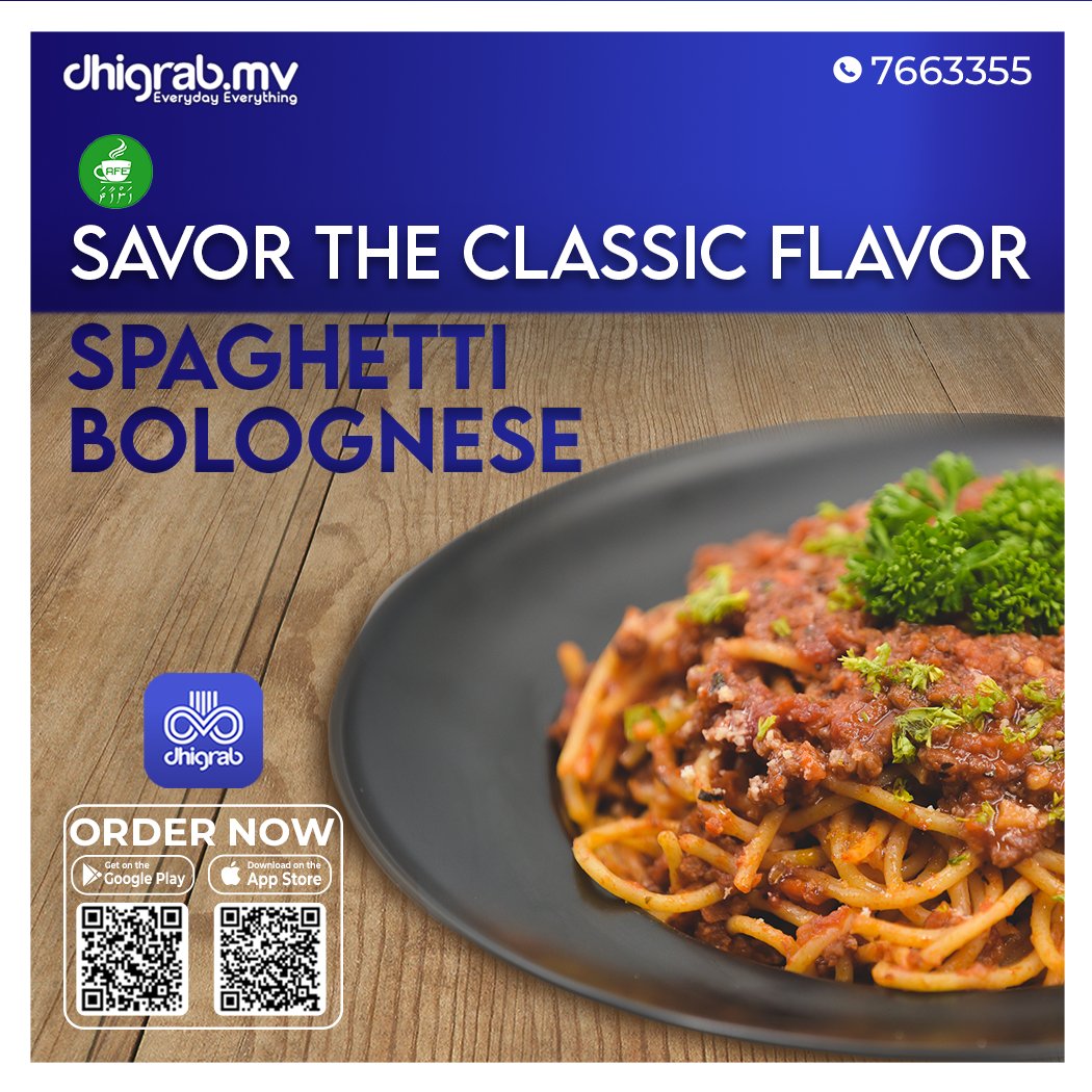 dhigrab's tweet photo. Craving comfort food? π
Let Hanhaara Cafe bring the goodness to your door with Dhigrab!
Our delicious Spaghetti Bolognese is made with love and ready to satisfy your hunger.
Order now and enjoy the perfect meal, delivered fresh! ππ¨
#HanhaaraCafe #Dhigrab #SpaghettiBolognese https://t.co/Jijo10NOqv