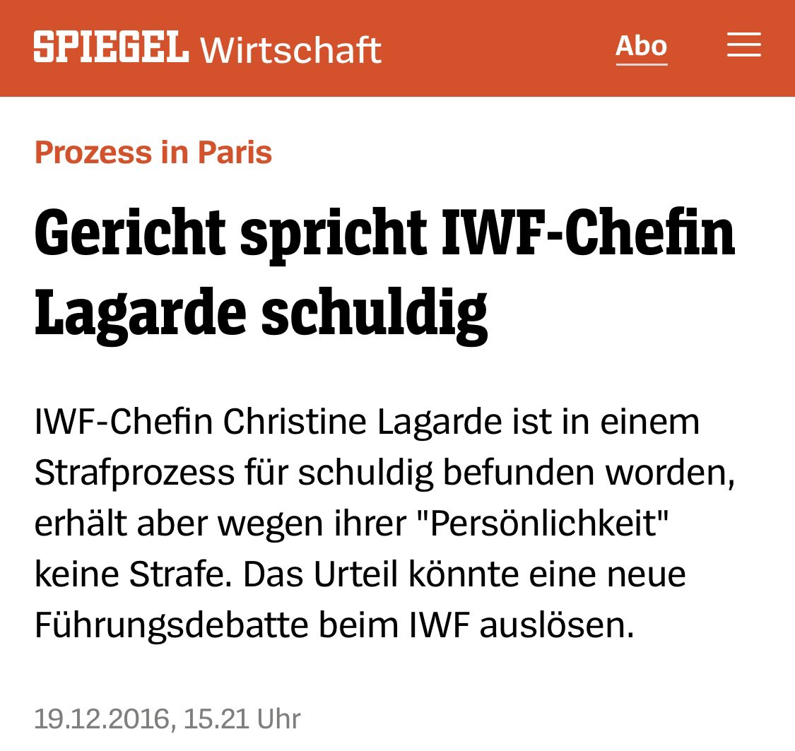 <a href="/manaf12hassan/">Manaf Hassan</a> Was wurde eigentlich aus Christine Lagarde nach ihrem Urteil? Präsidentin der Europäischen Zentralbank, gell?