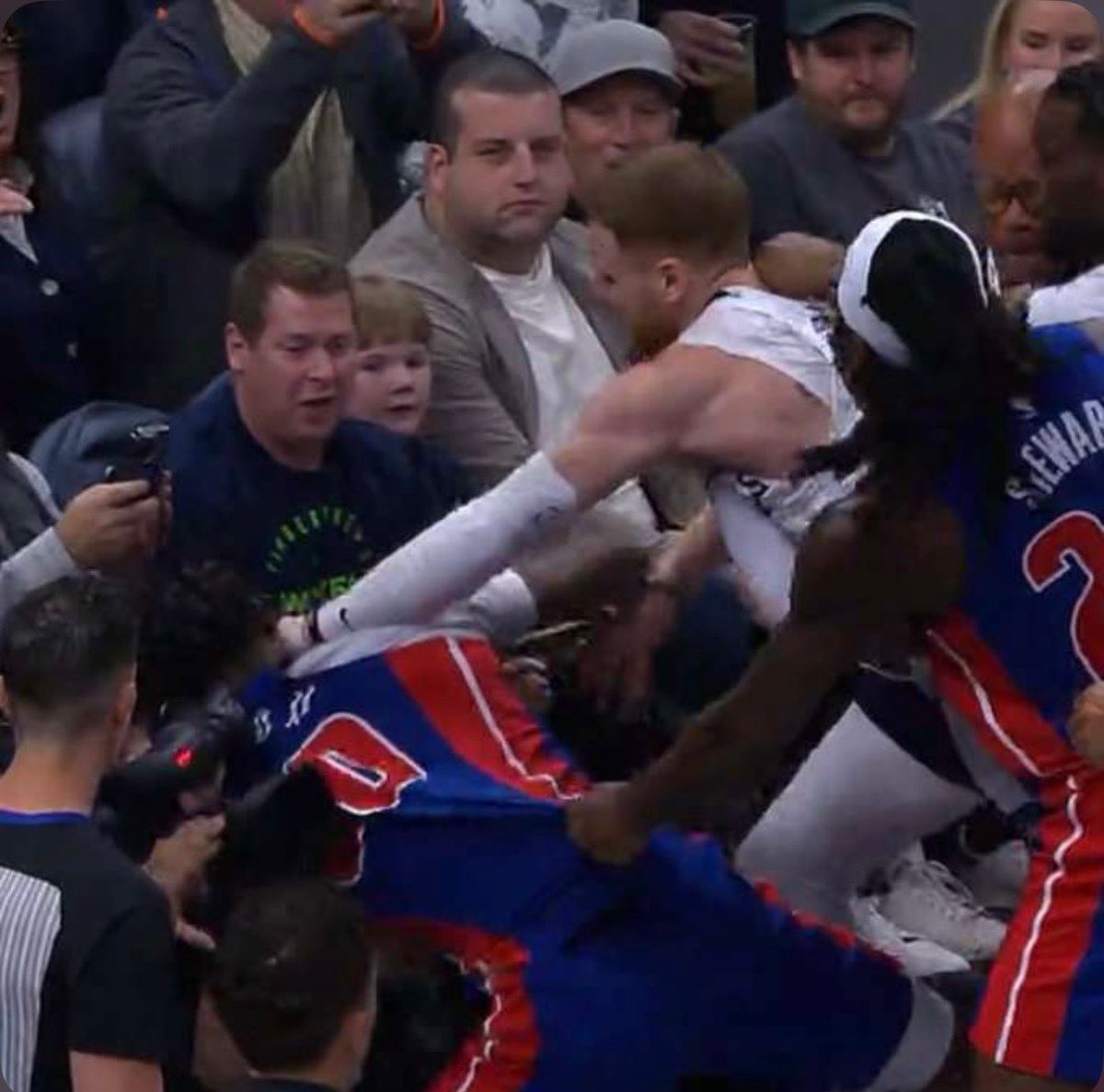 JSucher's tweet image. Highly overlooked in the TV broadcast, but just wanted it on record that I managed to not spill my beer during this brawl. #BuiltDifferent