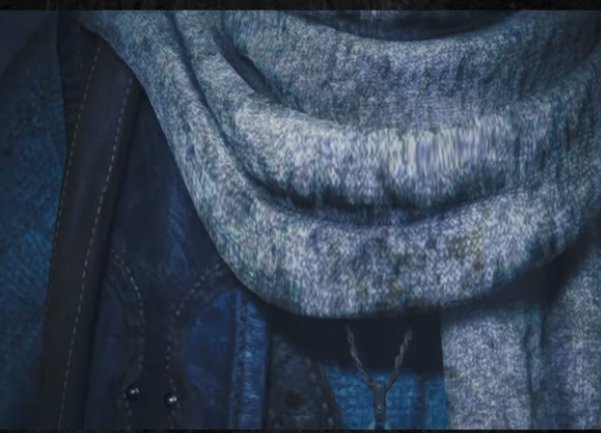 モンハンワイルズの主要キャラの1人のマフラーなんだけど、UV伸びてるように見えるんよ