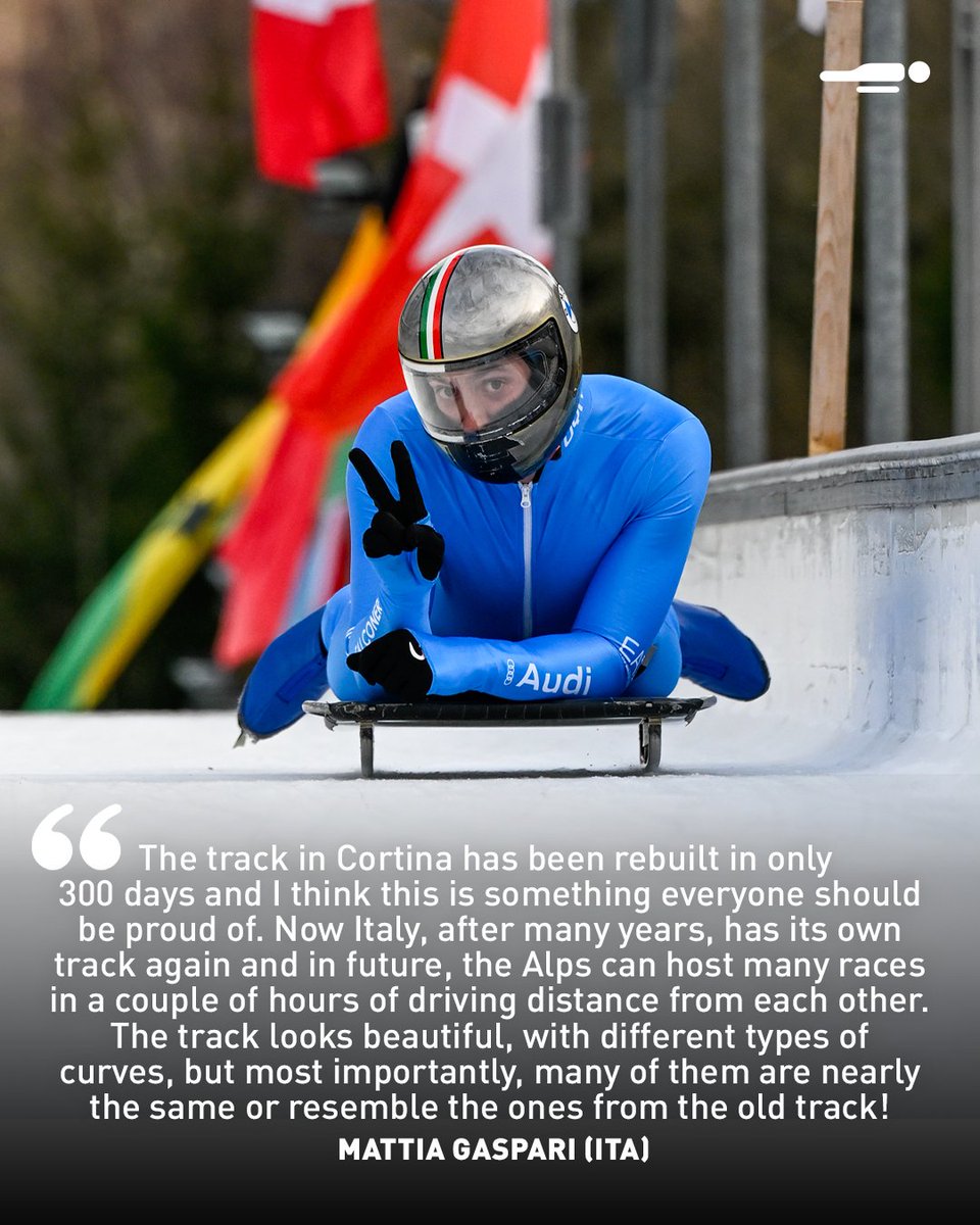 IBSFsliding's tweet photo. First testing of reconstructed Cortina d’Ampezzo’s “Eugenio Monti” Sliding Centre has been a success. 🤩🛷
Here’s what Mattia Gaspari and @BobsledKaillie had to say about the track. 🗣️
#IBSF #SlidingTogether https://t.co/EEAG1aEzkz