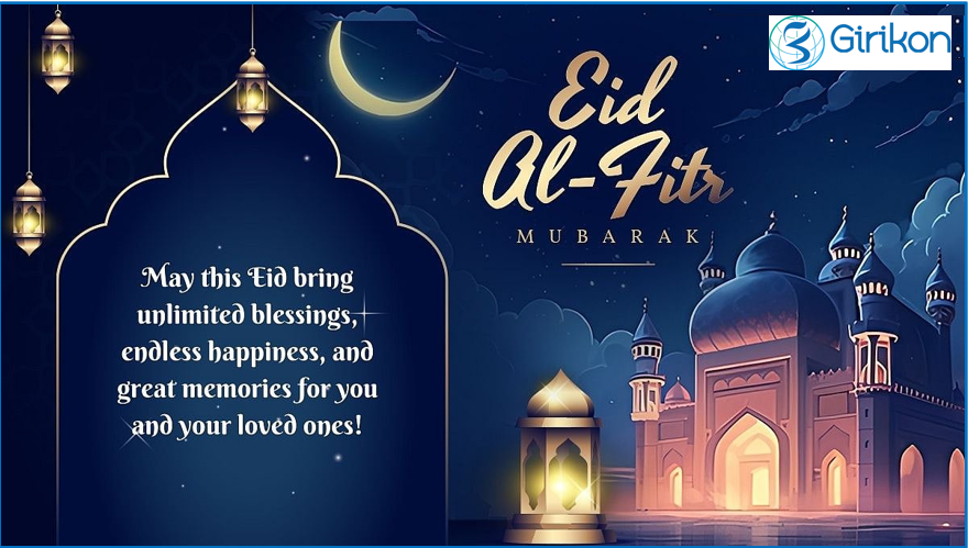 Eid Mubarak! ✨🌙 May this special day bring you endless blessings, happiness, and beautiful moments with your loved ones. Wishing you peace, joy, and prosperity

#EidMubarak #EidAlFitr #FestiveVibes #Blessings #Happiness #Peace #Prosperity #Girikon