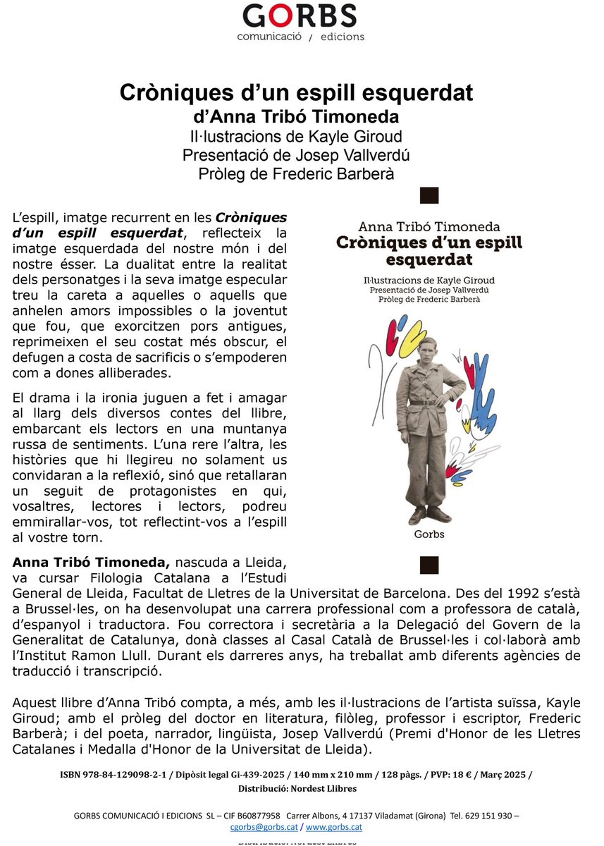 El nostre darrer llibre editat "Cròniques d'un espill esquerdat" d'Anna Tribó