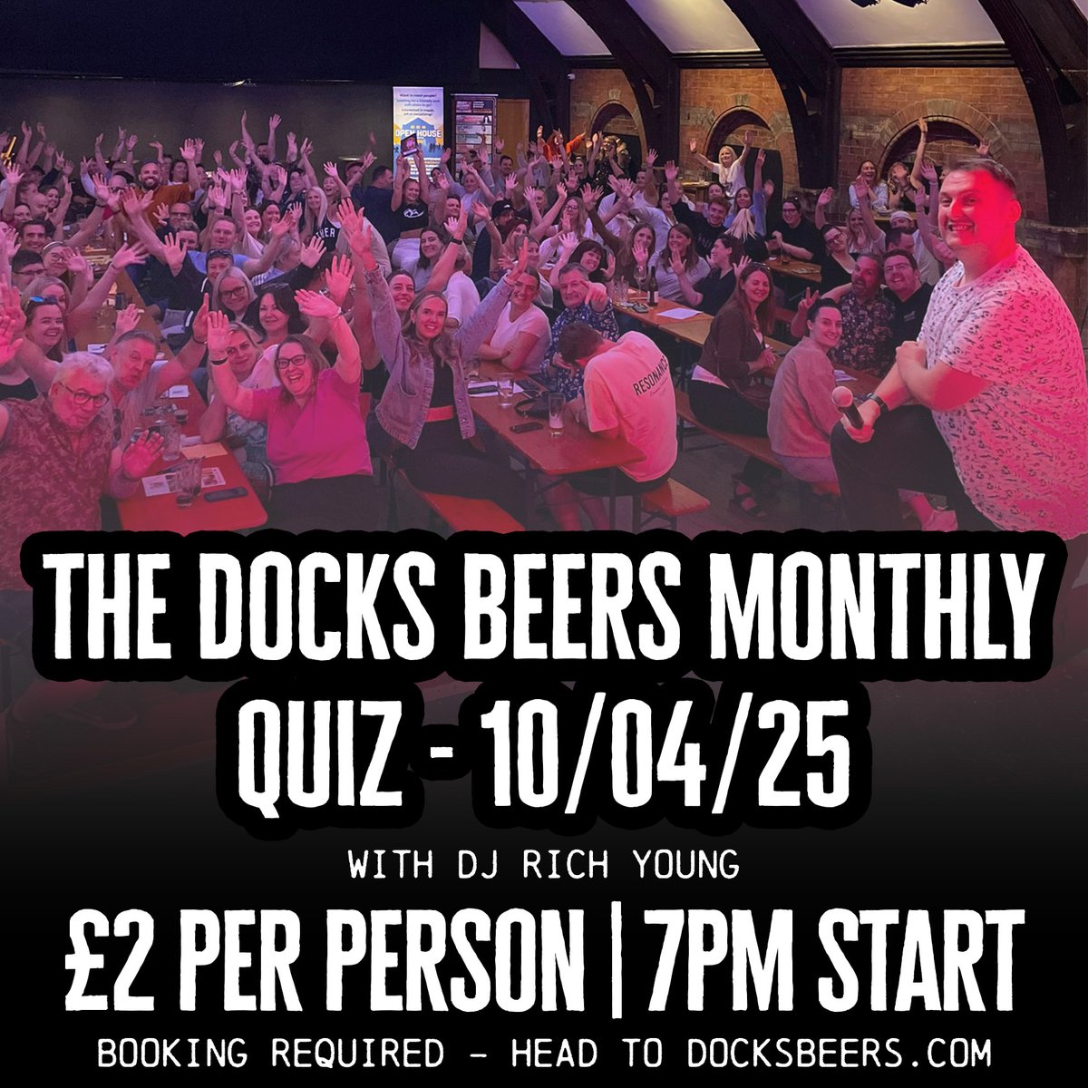 APRIL QUIZ DATE 🧠🎉

Can you believe we are in April already! Join us for next weeks quiz night with Richard Young. These are held every month and are always a great one.

Booking is required 📅 docksbeers.com/book-a-table/