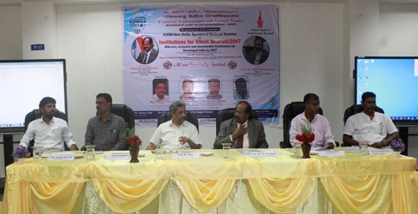 ShankarChirala's tweet photo. Our Dept of Economics, Central University of Tamil Nadu has successfully conducted  ICSSR sponsored National seminar on "Institutions for Viksit Bharat: Efficient, Inclusive and Sustainable Institutions for Developed India by 2047" on 27th &amp; 28th March 2025. https://t.co/8xekzFlJjG