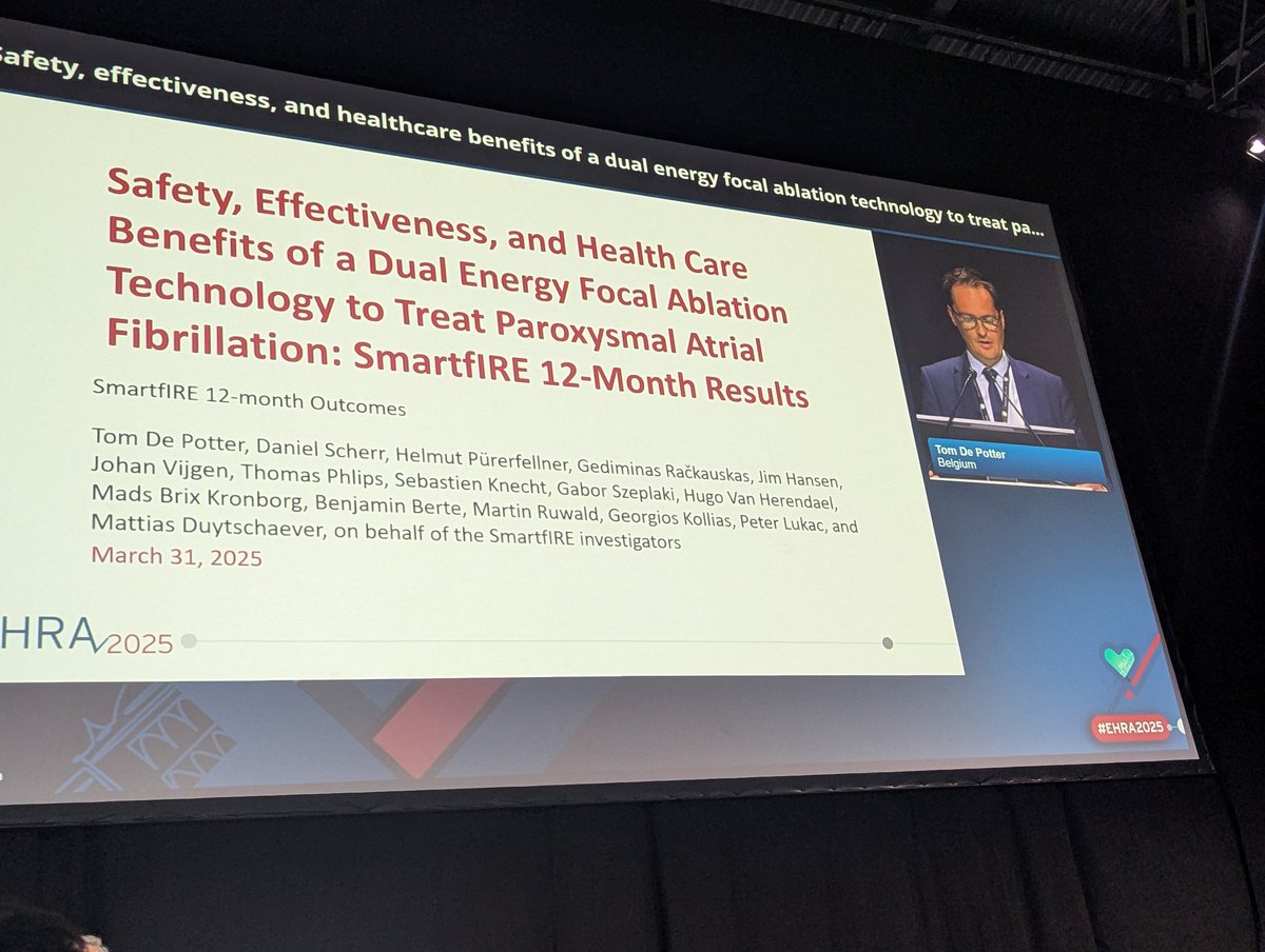 Christiane Jungen (@c_jungen) on Twitter photo Late-Breaking Science 📚📃: AF ablation at #EHRA2025
<a href="/AriSultanEP/">Arian Sultan</a> presenting 'HPSD RF or cryoballoon ablation'
@tobiasreichlin with 'SINGLE SHOT CHAMPION randomized clinical trial'
<a href="/RolandTilz/">Roland Tilz</a> presenting 'Volt CE mark study'
<a href="/tomdepotter/">Tom De Potter</a> with 'SmartfIRE 12-month results' Late-Breaking Science 📚📃: AF ablation at #EHRA2025
<a href="/AriSultanEP/">Arian Sultan</a> presenting 'HPSD RF or cryoballoon ablation'
@tobiasreichlin with 'SINGLE SHOT CHAMPION randomized clinical trial'
<a href="/RolandTilz/">Roland Tilz</a> presenting 'Volt CE mark study'
<a href="/tomdepotter/">Tom De Potter</a> with 'SmartfIRE 12-month results'